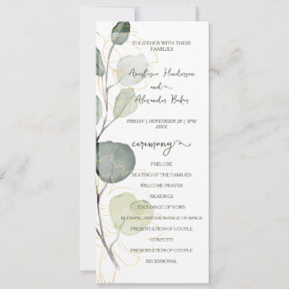 Budget Floral Wedding Program card.
