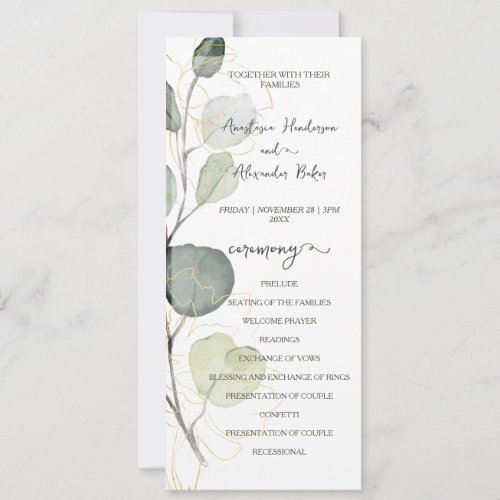 Budget Floral Wedding Program card.