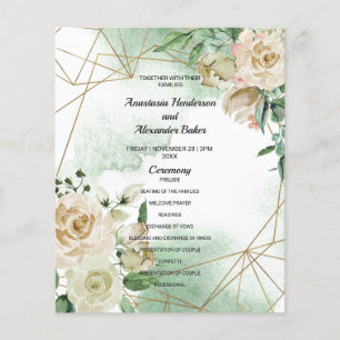 Budget floral Wedding Program card. Flyer