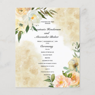 Budget floral Wedding Program card. Flyer