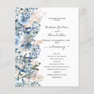 Budget Floral Wedding Program card. Flyer