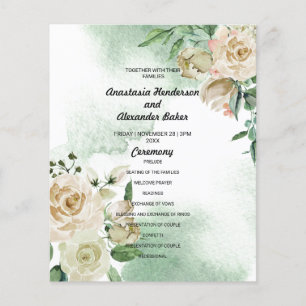 Budget floral Wedding Program card. Flyer