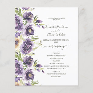 Budget Floral Wedding Program card. Flyer