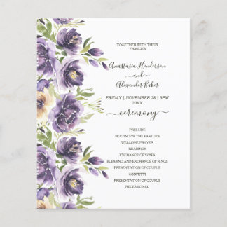 Budget Floral Wedding Program card. Flyer