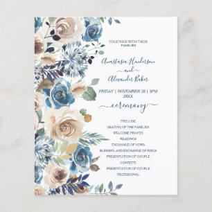 Budget Floral Wedding Program card. Flyer