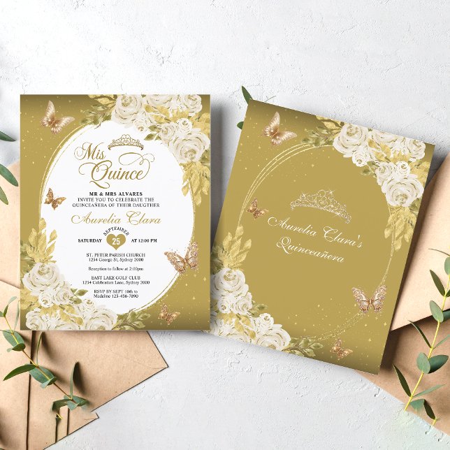 BUDGET Floral White Gold Tiara Mis Quinceañera (Creator Uploaded)