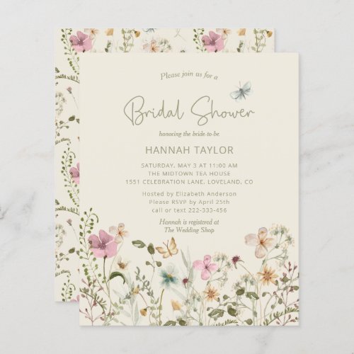 Budget Floral Wildflower Bridal Shower Invitation