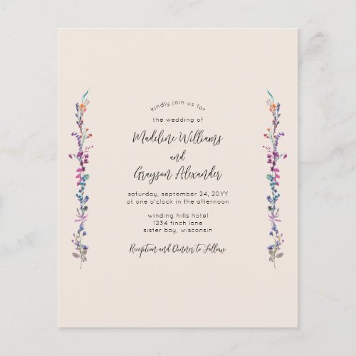 Budget Floral Wildflower Wedding Invitation