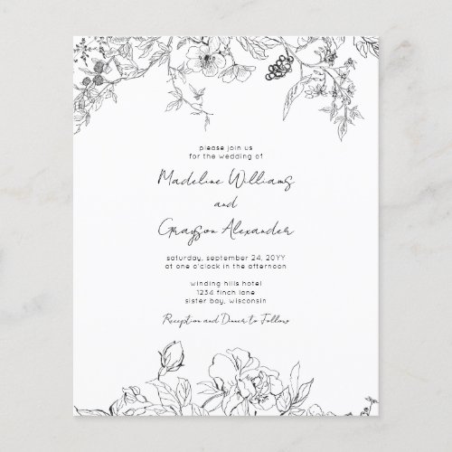 Budget Floral Wildflower Wedding Invitation