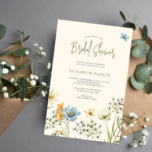 Budget floral wildflowers bridal shower invitation