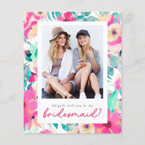 Budget Floral Will You Be My Bridesmaid Card