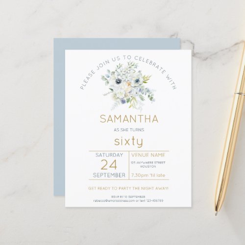 Budget Florals 60th Birthday Party Invitation