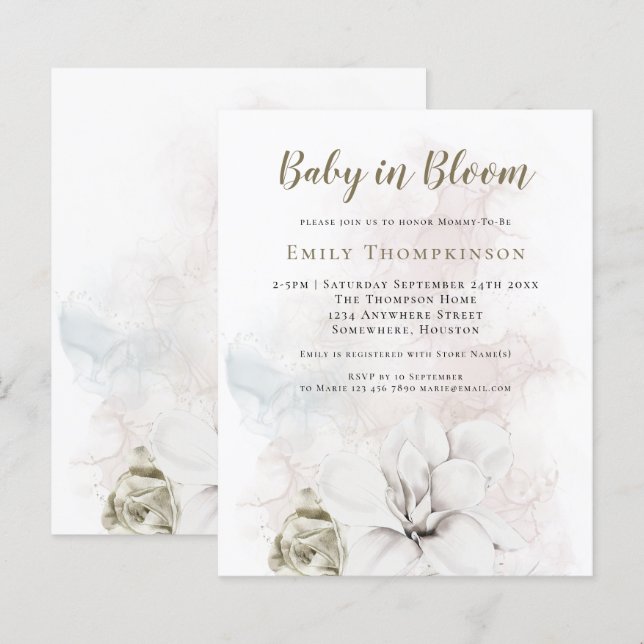 Budget Florals Gender Neutral Baby in Bloom Shower (Front/Back)