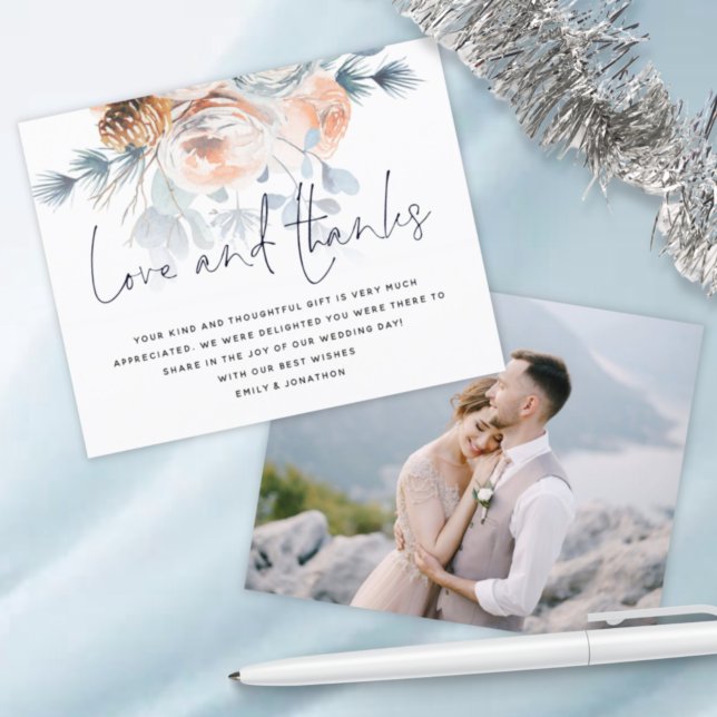 Budget Florals Love Thanks Photo Wedding Thank You (Creator Uploaded)