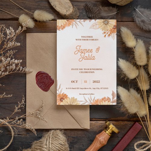 budget  flower wedding invitation flyer