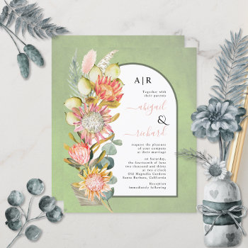 Budget Flowers Qr Code Green Wedding Invitation by weddings_ at Zazzle