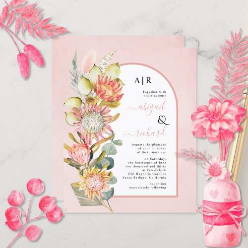 BUDGET Flowers QR code pink wedding Invitation