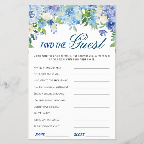 Budget FLYER PAPER Blue Hydrangea Floral Game