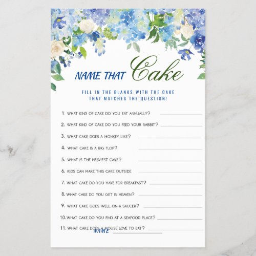 Budget FLYER PAPER Blue Hydrangea Floral Game