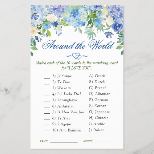 Budget FLYER PAPER Blue Hydrangea Watercolor Game