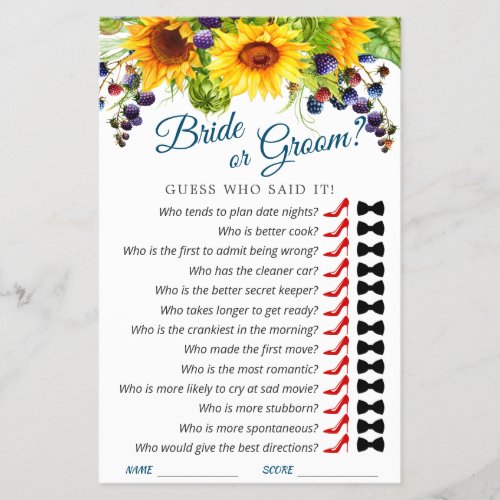 Budget FLYER PAPER Bright Sunflower Greenery Game