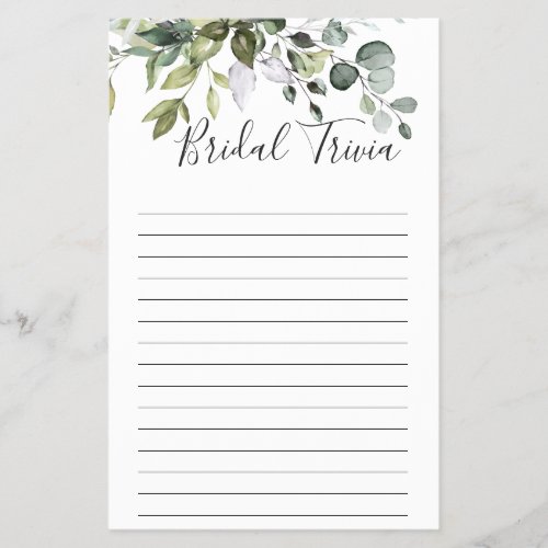 Budget FLYER PAPER Elegant Eucalyptus Bridal Game