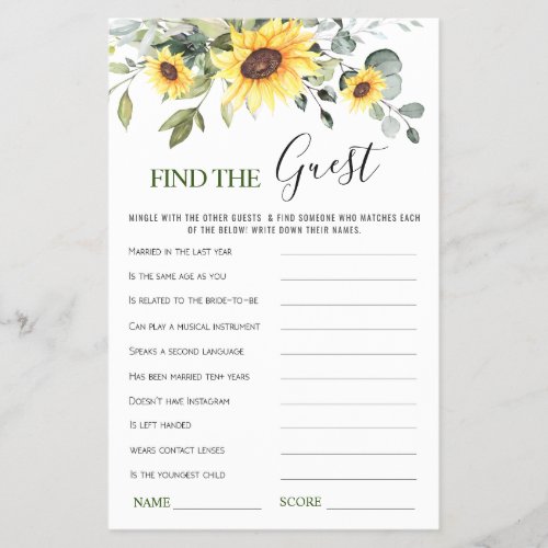 Budget FLYER PAPER Eucalyptus Find the Guest Game