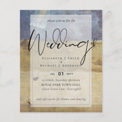 BUDGET Flyer Paper Navy Wedding Invite Urban