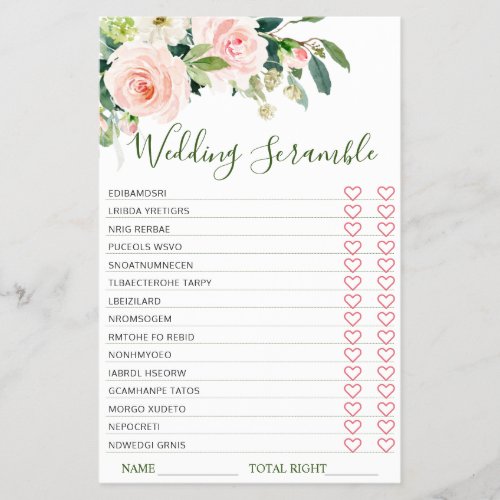 Budget FLYER PAPER Pink Blush Flowers Game