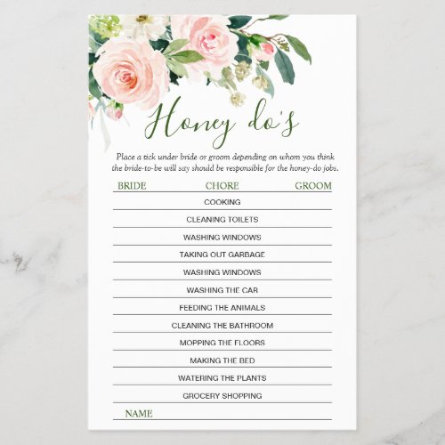 Budget FLYER PAPER Pink Blush Flowers Game