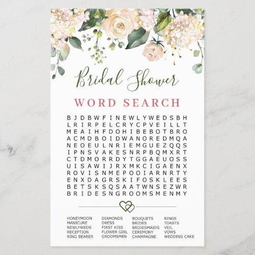 Budget FLYER PAPER Pink Flowers Word Search Game