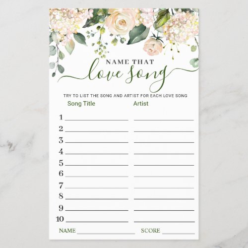 Budget FLYER PAPER Pink Name that Love Song Game