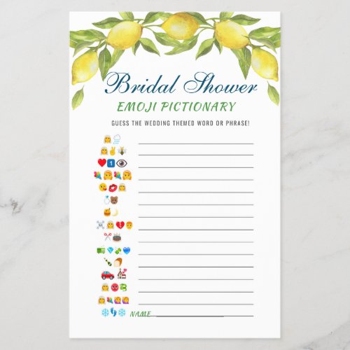 Budget FLYER PAPER Sweet Lemons Bridal Shower Game