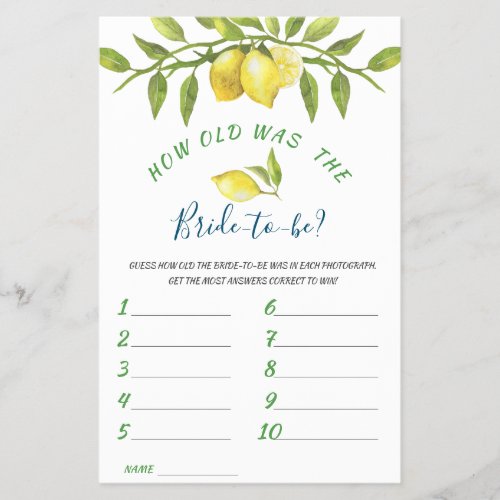 Budget FLYER PAPER Sweet Lemons Greenery Chic Game