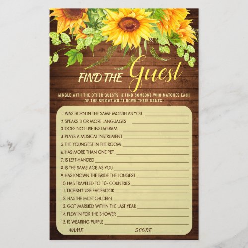 Budget FLYER PAPER Wood Sunflower Blossom Game