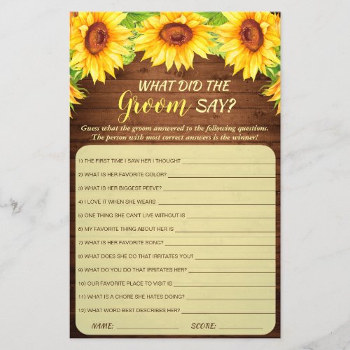 Budget FLYER PAPER Wood Sunflower Blossom Game