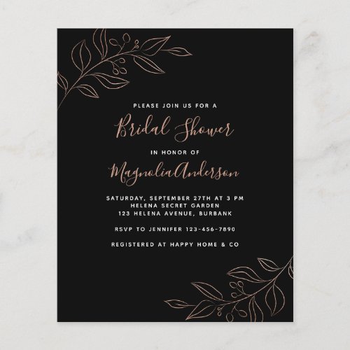 BUDGET Foil Botanical Bridal Shower Invitation