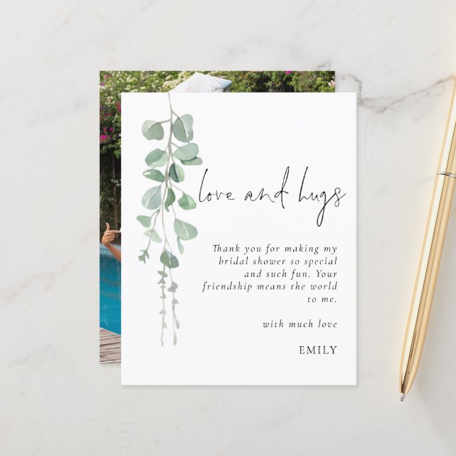 Budget Foliage photo Love Hug Bridal Shower Thanks (Front/Back In Situ)