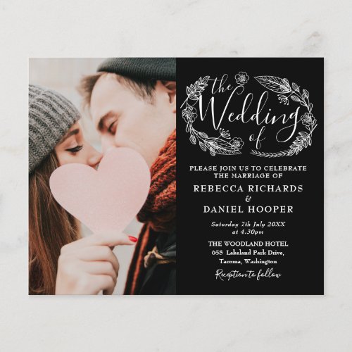 Budget Foliage Photo Script Wedding Details Invite