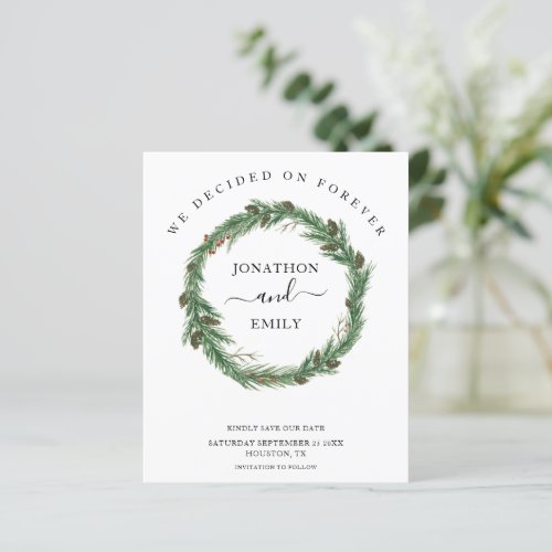 Budget Foliage Pine Cones Christmas Save The Date