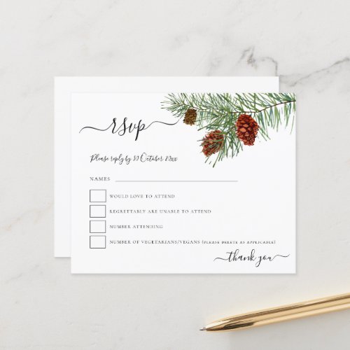 Budget Foliage Pine Cones Christmas Wedding RSVP