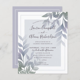 Budget Foliage Purple Lilac Wedding Invitation