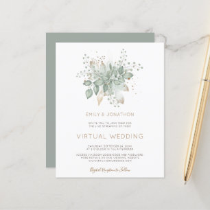 Budget Foliage Sage Virtual Wedding Invitation