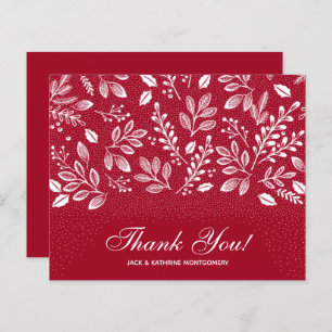 Budget Foliage White Script Cranberry Thank You