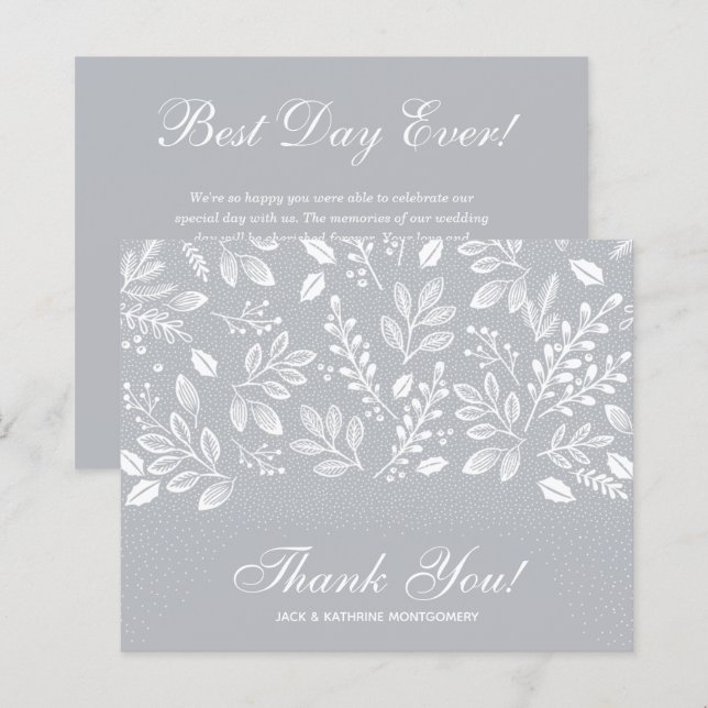 Budget Foliage White Script Gray Thank You (Front/Back)