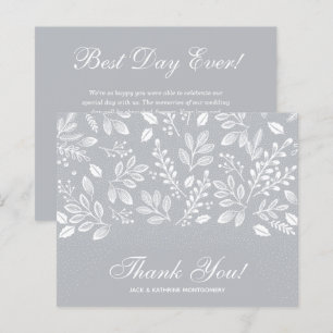 Budget Foliage White Script Gray Thank You