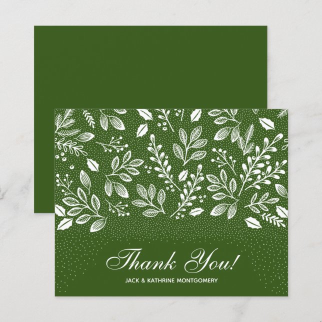 Budget Foliage White Script Green Thank You (Front/Back)