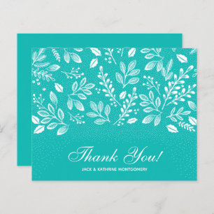 Budget Foliage White Script Sea Glass Thank You