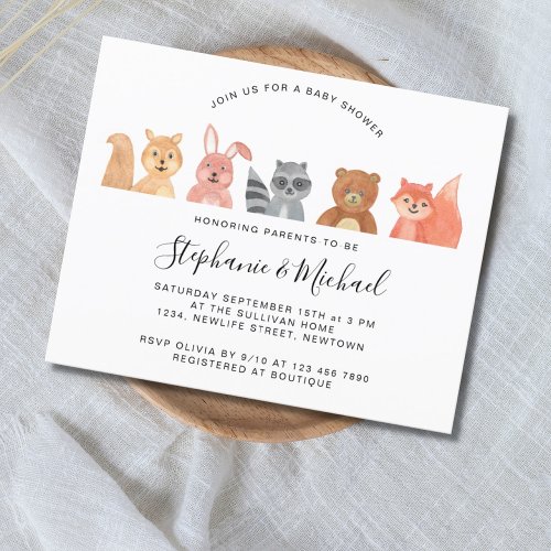 Budget Forest Animals Couples Baby Shower Invite
