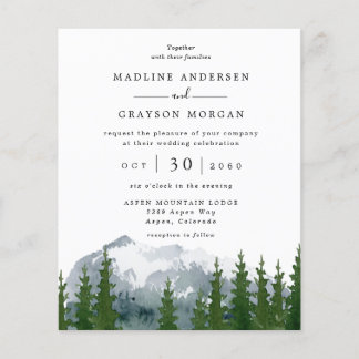 Budget Forest Mountain Wedding Invitation
